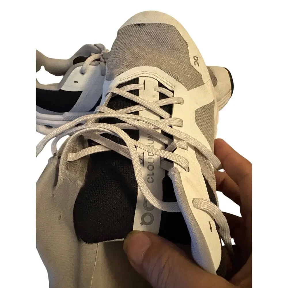 On Running Mens Cloudrunner Sneakers White Gray Black Trim Size M12